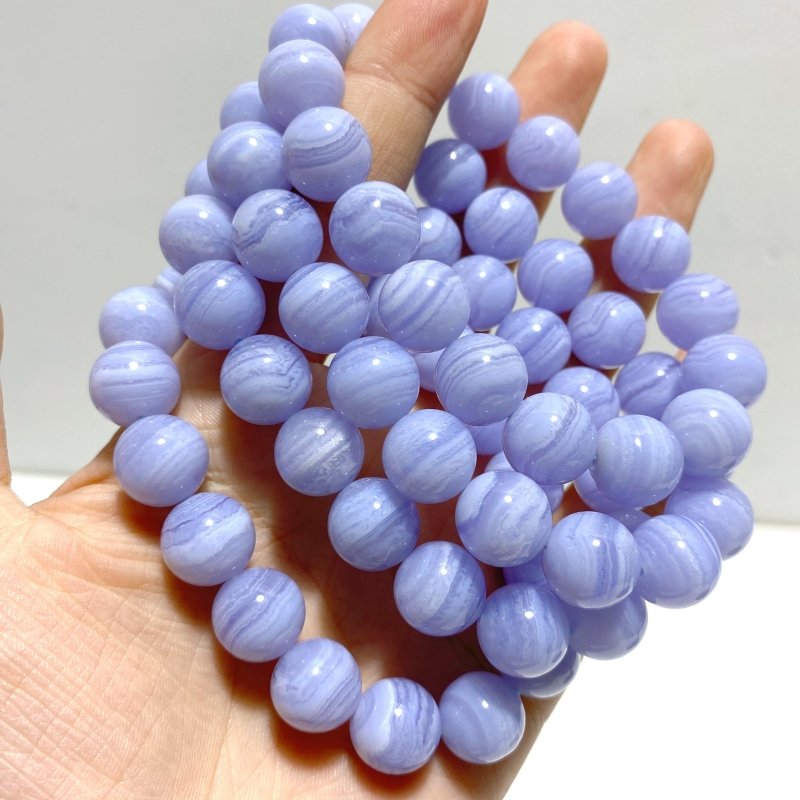 4 Pieces High Grade Blue Lace Agate Bracelet (HGUB23) - Wholesale Crystals