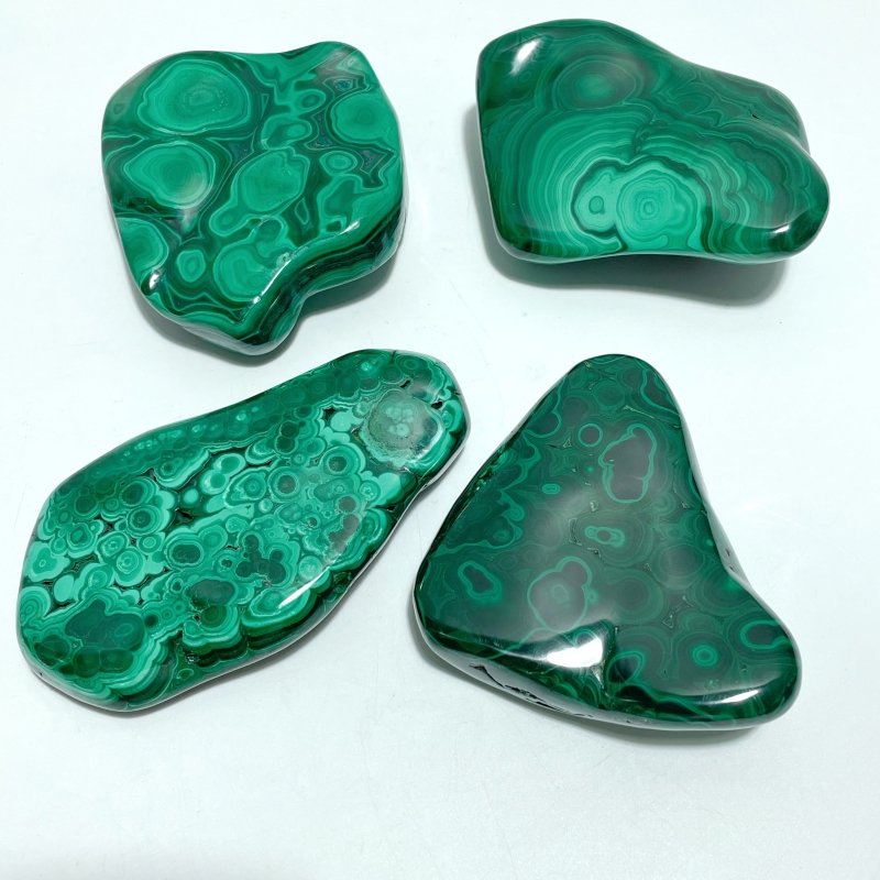 4 Pieces High Quality Polished Malachite Free Form - Wholesale Crystals