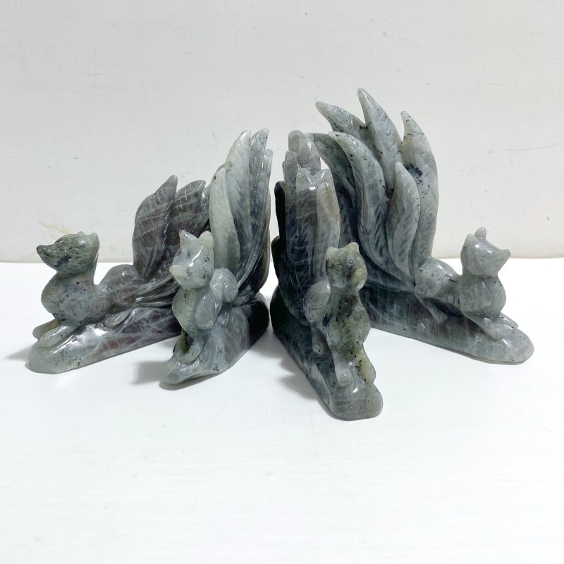 4 Pieces Labradorite Nine - tailed Fox Carving - Wholesale Crystals