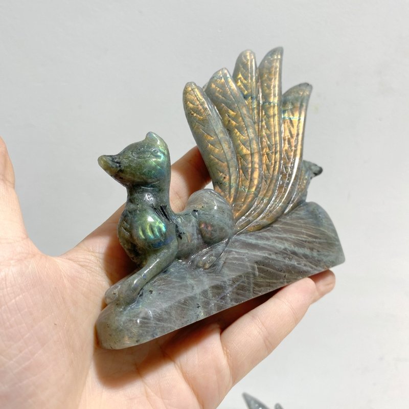 4 Pieces Labradorite Nine - tailed Fox Carving - Wholesale Crystals