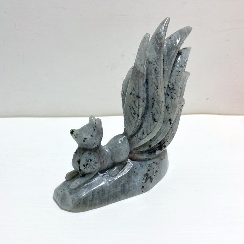 4 Pieces Labradorite Nine - tailed Fox Carving - Wholesale Crystals
