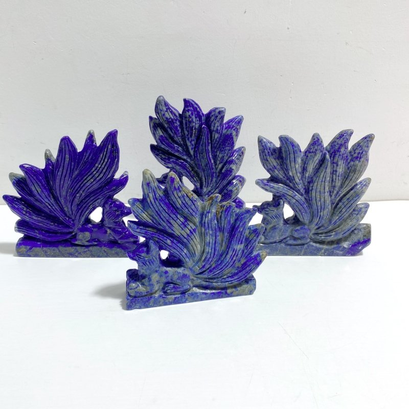 4 Pieces Lapis Lazuli Nine - tailed Fox Carving - Wholesale Crystals