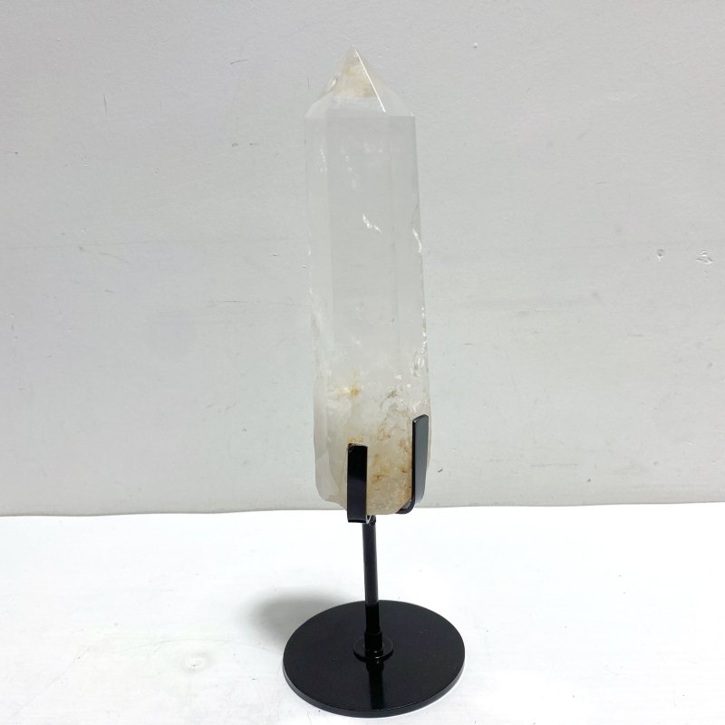 4 Pieces Large Clear Quartz Point Raw Bottom With Stand 5 - Wholesale Crystals