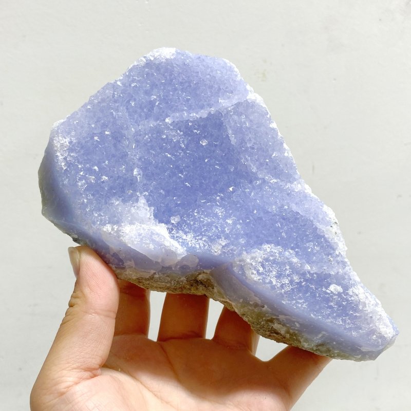 4 Pieces Large Geode Blue Chalcedony Druzy -Wholesale Crystals
