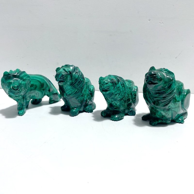 4 Pieces Malachite Lion Carving - Wholesale Crystals