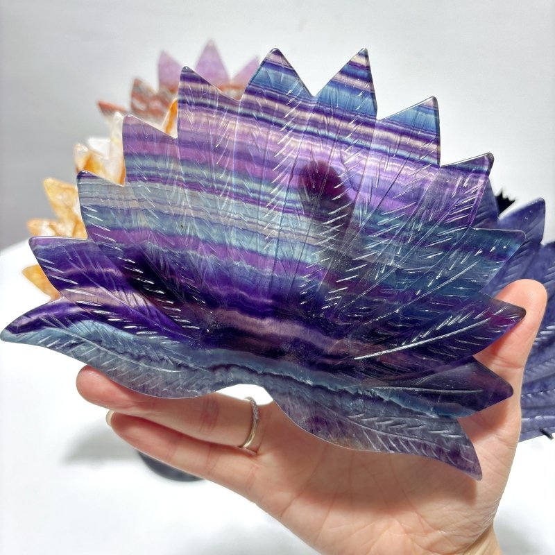 4 Pieces Peacock Shape Stone Carving With Stand Fluorite Amethyst Mixed Agate - Wholesale Crystals