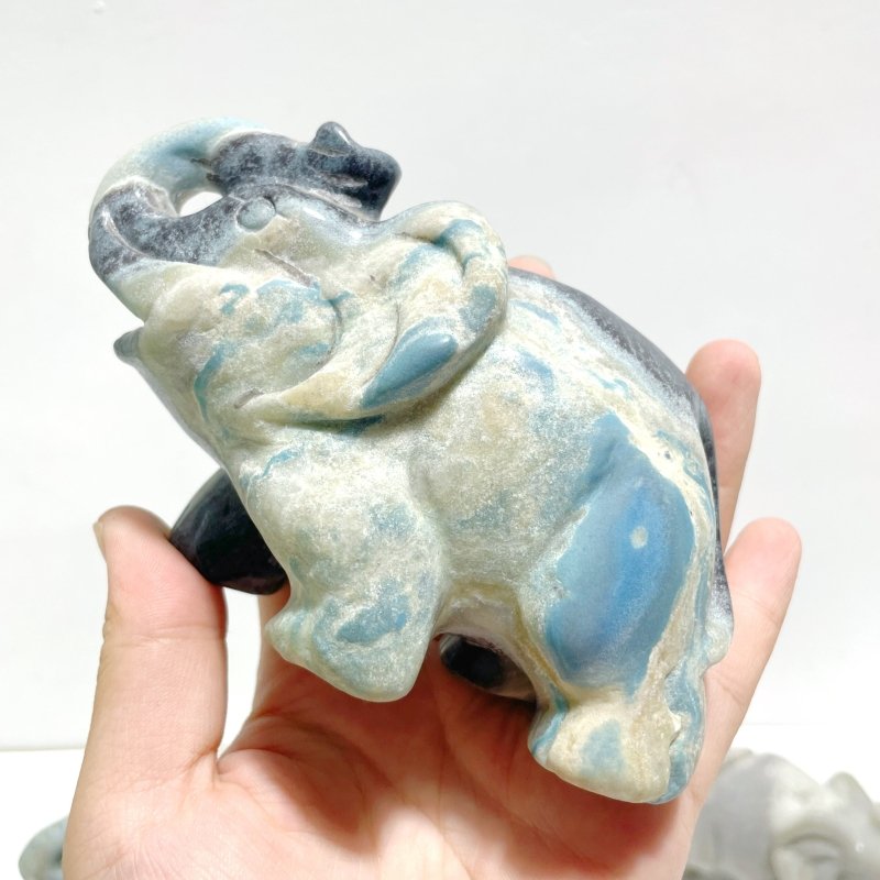 4 Pieces Trolleite Stone Elephant Carving (Defect) - Wholesale Crystals