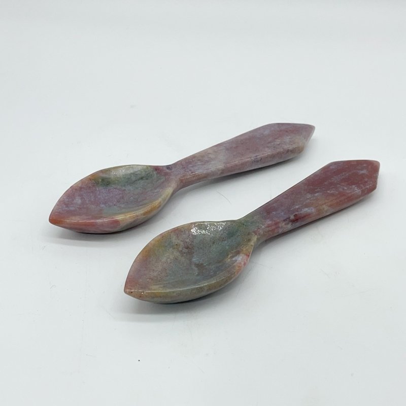 4 Types Coffee Spoon Carving Rose Quartz Green Aventurine Wholesale -Wholesale Crystals