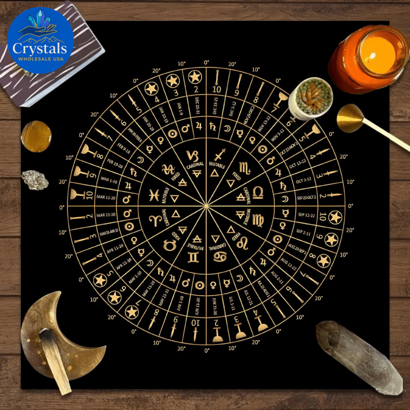 4 Zodiac Altar(1 - 1) Tarot Tablecloth - Wholesale Crystals