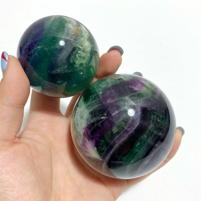 42 Pieces Beautiful Feather Fluorite Sphere Balls - Wholesale Crystals