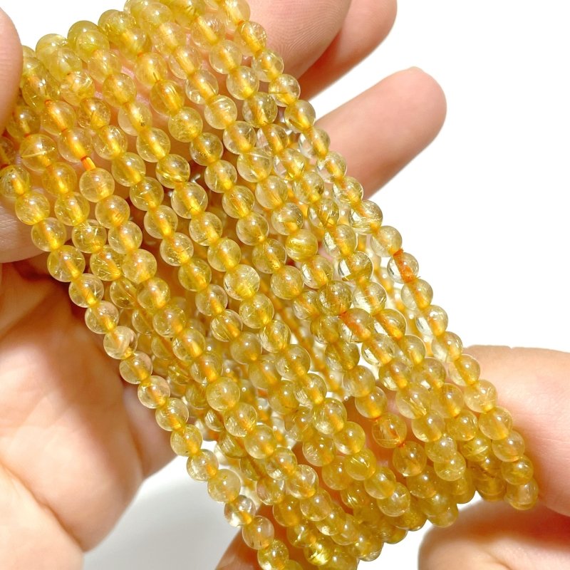 42 Pieces High Quality 4mm Golden Rutile Quartz Bracelets - Wholesale Crystals