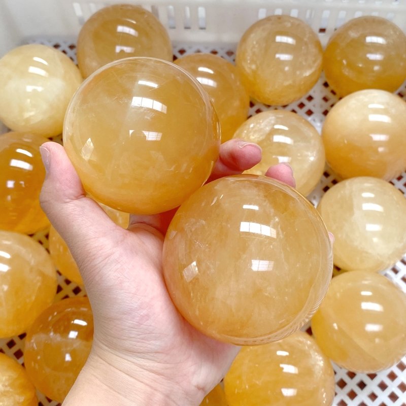 42 Pieces Yellow Calcite Spheres (Sea Freight Only) -Wholesale Crystals