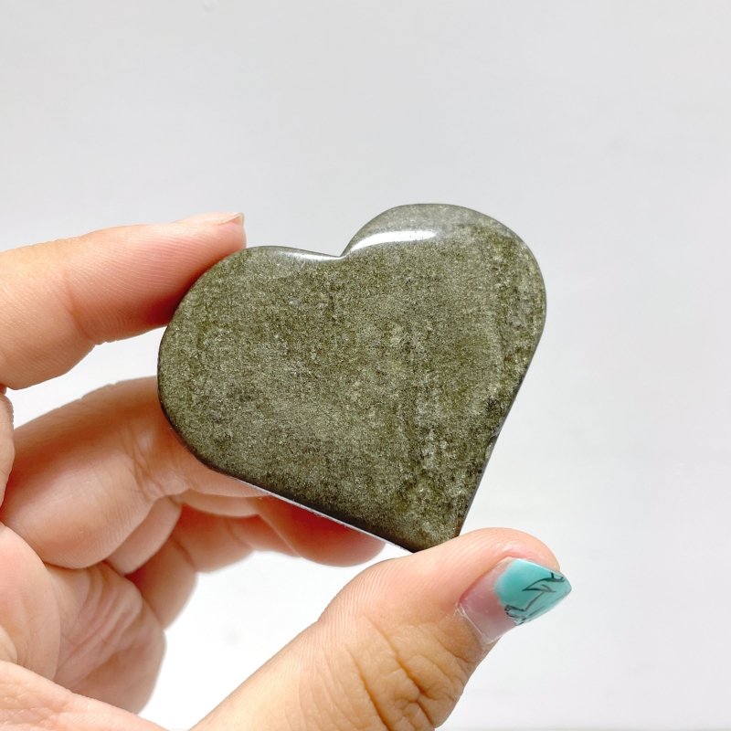 4.5 - 7.5cm Gold Sheen Obsidian Heart Wholesale - Wholesale Crystals