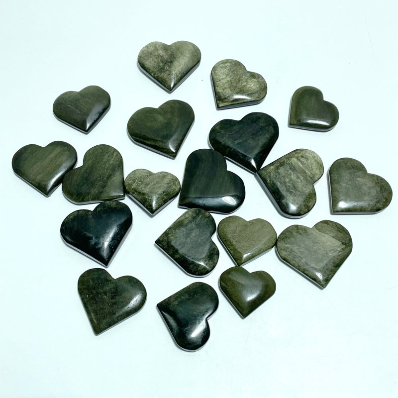 4.5 - 7.5cm Gold Sheen Obsidian Heart Wholesale - Wholesale Crystals
