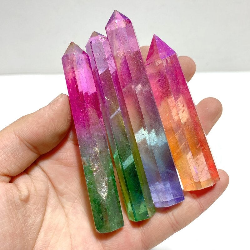 47 Pieces Aura Clear Quartz Point Clearance - Wholesale Crystals