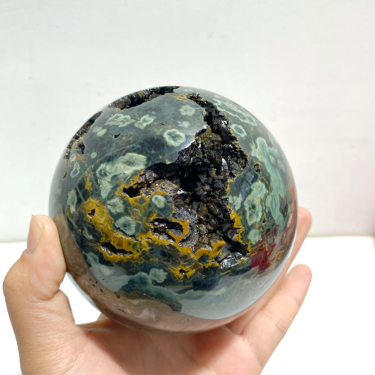 2 Pieces 6th Vein Ocean Jasper Spheres