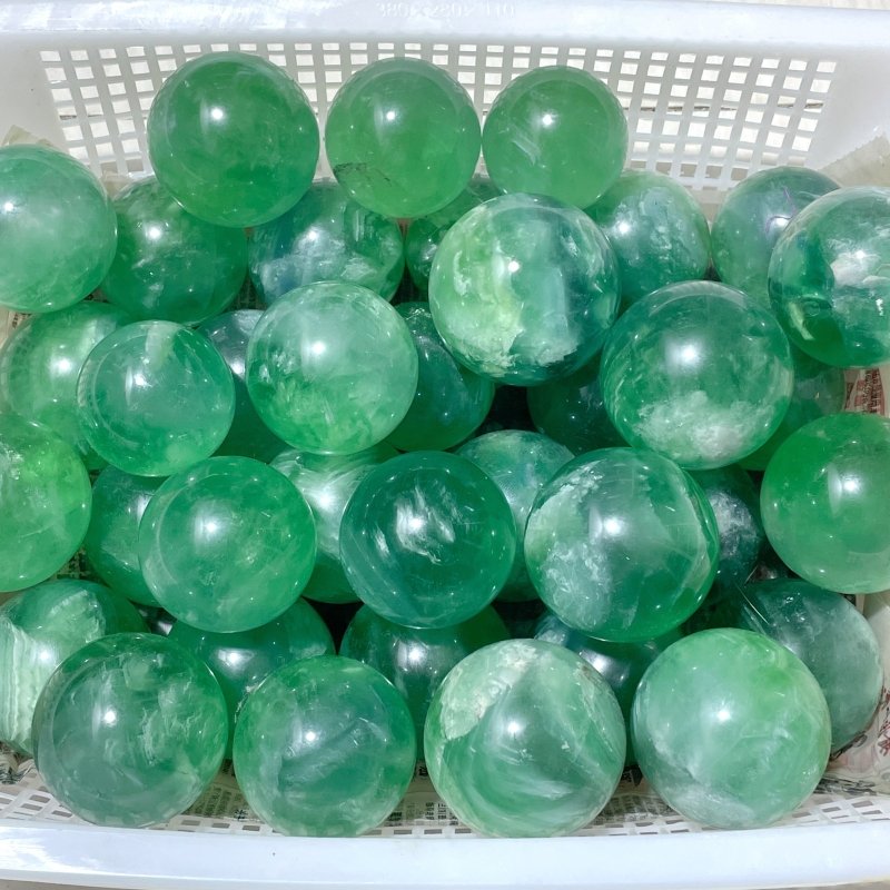 5 - 6.5CM Green Fluorite Sphere Wholesale - Wholesale Crystals