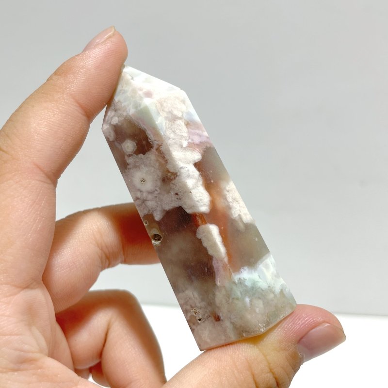 5 - 9CM Green Sakura Flower Agate Tower Point Wholesale - Wholesale Crystals