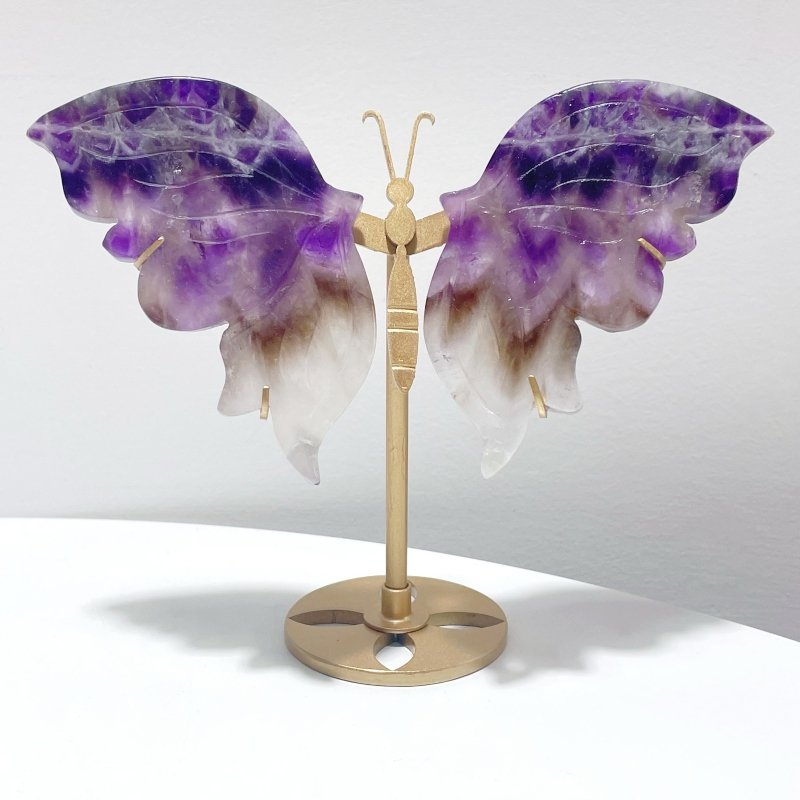 5 Pairs Beautiful Small Butterfly Carving With Stand Lepidolite Chevron Amethyst - Wholesale Crystals