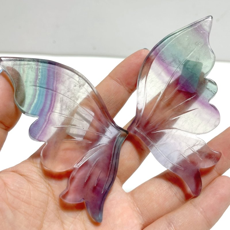 5 Pairs Beautiful Small Fluorite Symmetry Butterfly Wing With Stand - Wholesale Crystals