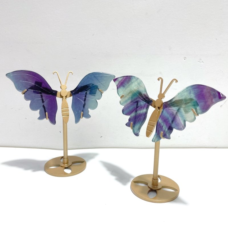 5 Pairs Symmetry Butterfly Wing With Stand Fluorite - Wholesale Crystals