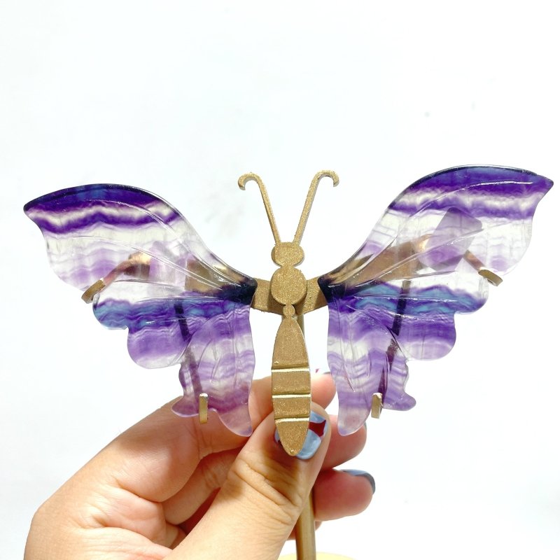 5 Pairs Symmetry Butterfly Wing With Stand Fluorite - Wholesale Crystals