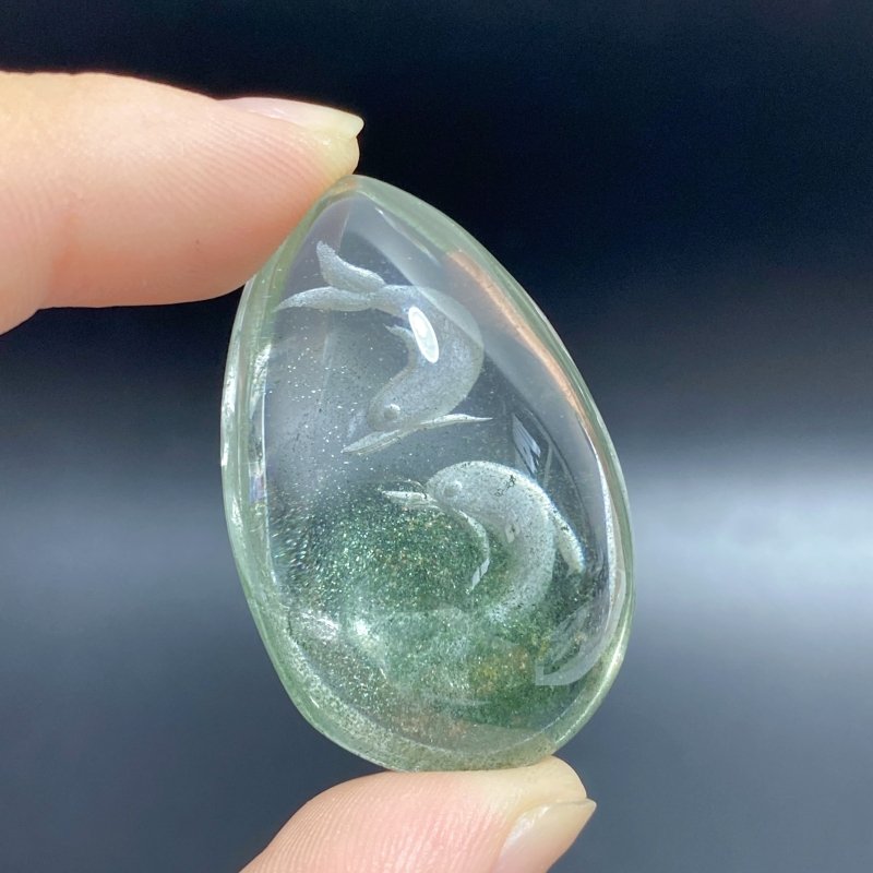 5 Pieces Beautiful Dolphin Garden Quartz Inner Scene Carving -Wholesale Crystals