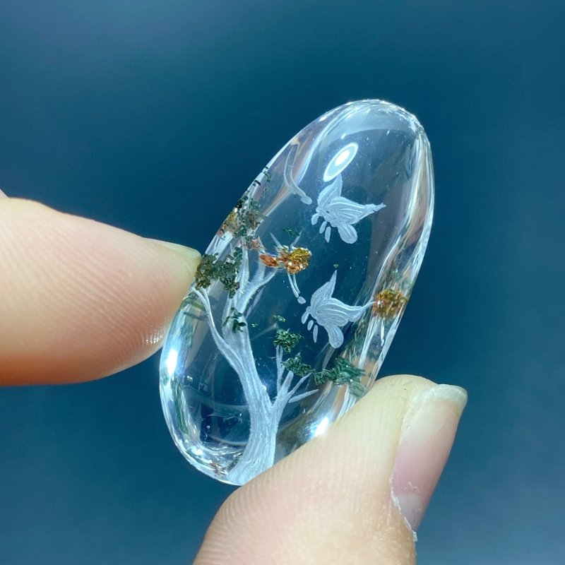 5 Pieces Butterfly Garden Quartz Inner Scene Carving - Wholesale Crystals