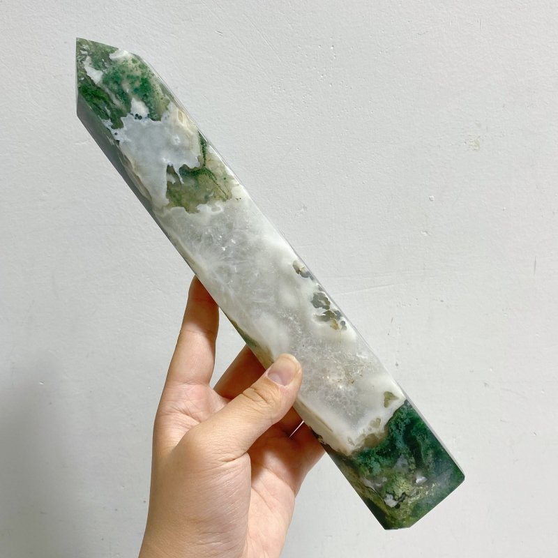 5 Pieces Large Green Moss Agate Point -Wholesale Crystals