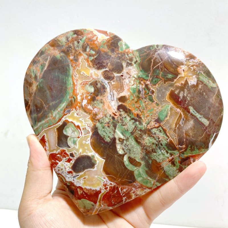5 Pieces Large Money Agate Heart With Stand -Wholesale Crystals