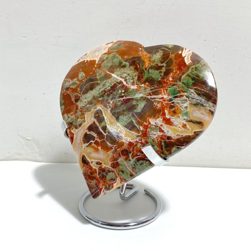 5 Pieces Large Money Agate Heart With Stand -Wholesale Crystals