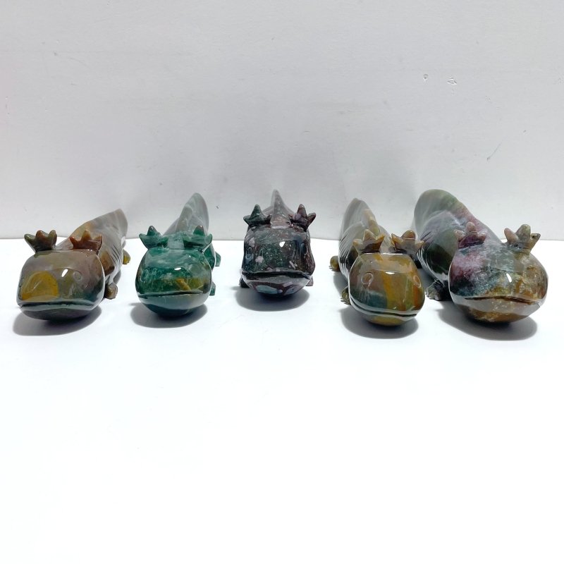 5 Pieces Large Ocean Jasper Newt Carving - Wholesale Crystals