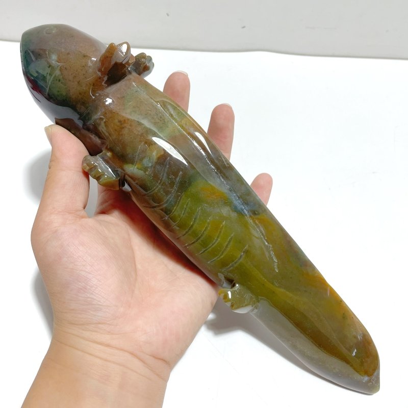 5 Pieces Large Ocean Jasper Newt Carving - Wholesale Crystals