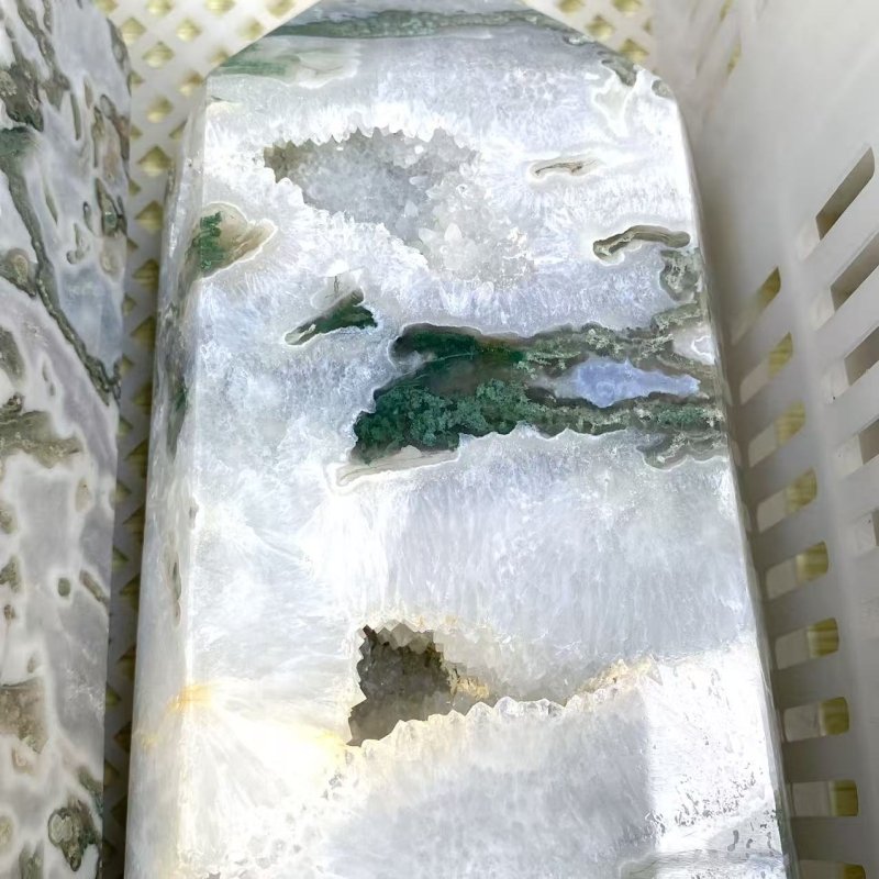 5 Pieces Moss Agate Large Tower Geode Point (Sea Freight Only) -Wholesale Crystals