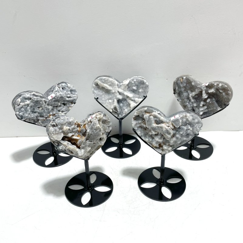 5 Pieces Sphalerite Heart With Stand - Wholesale Crystals