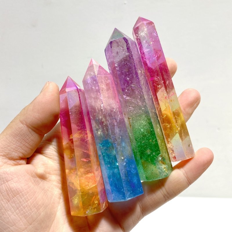 52 Pieces Aura Clear Quartz Point - Wholesale Crystals