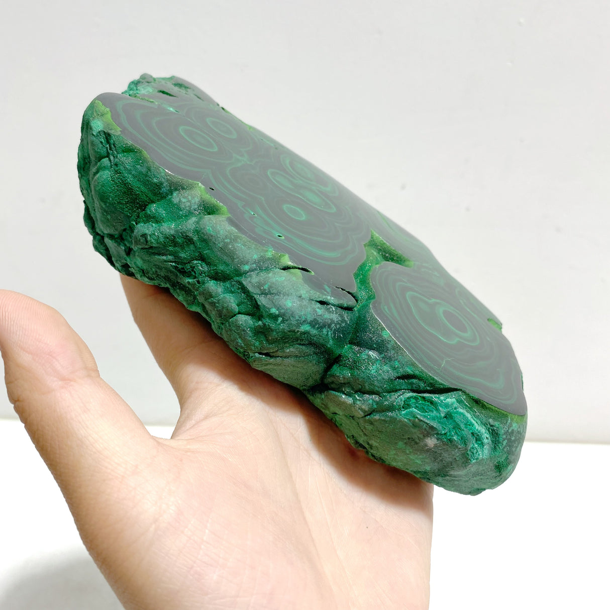 Unique Malachite Raw Bottom With Stand