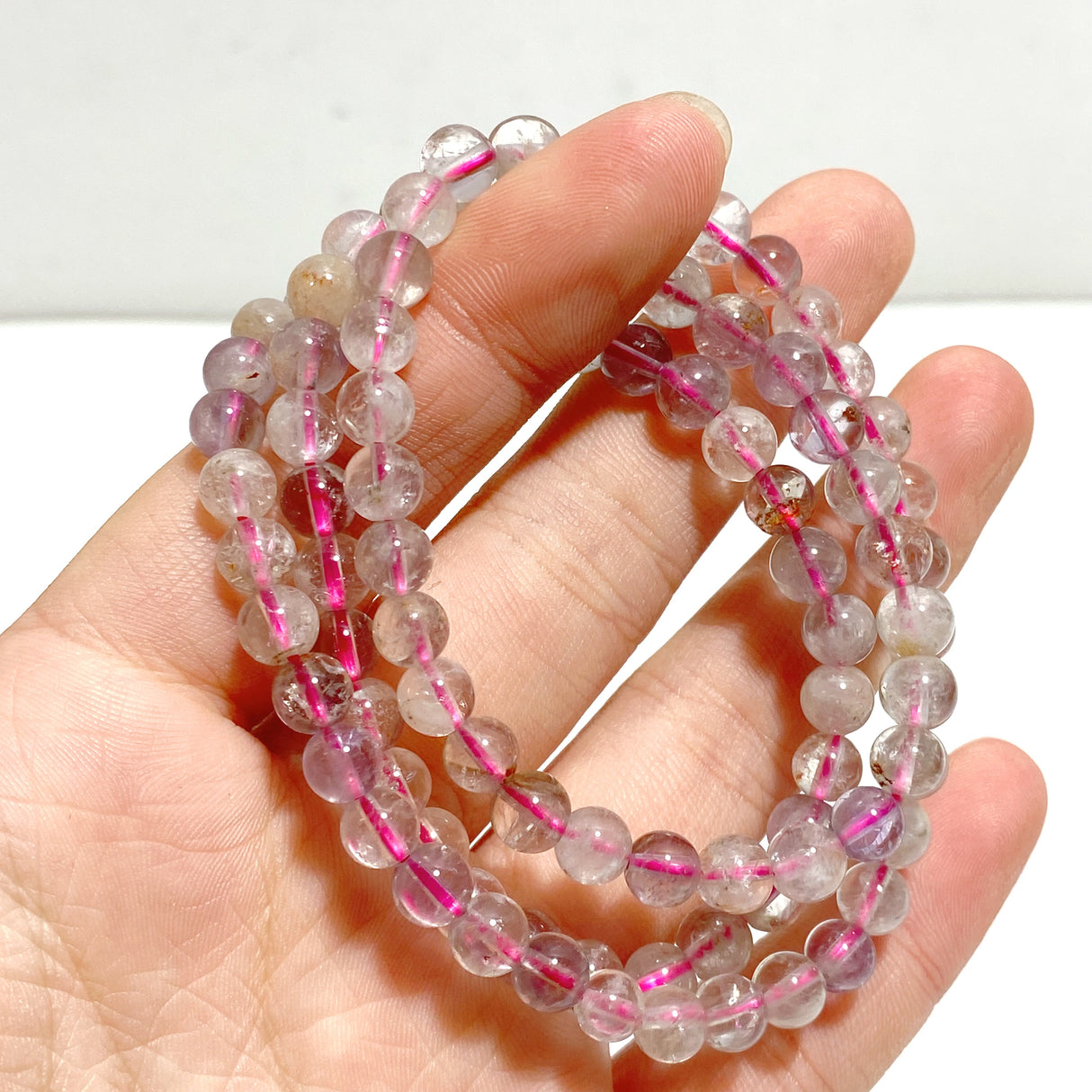 6mm White Garden Quartz 3-Loop Bracelets Wholesale Closeout