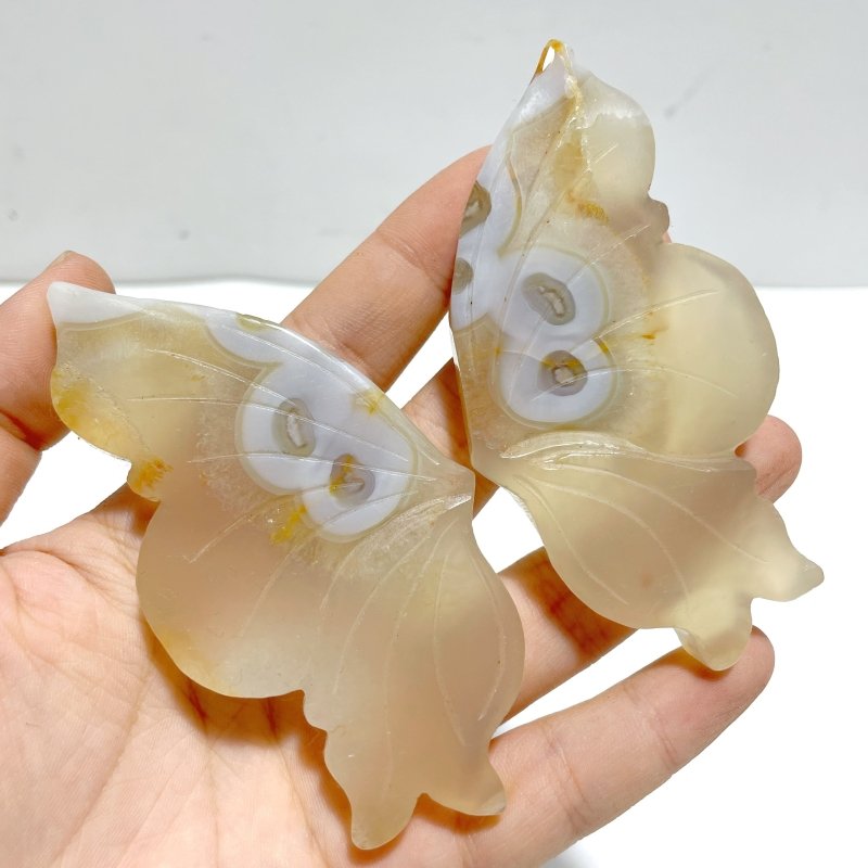 6 Pairs Sakura Flower Agate Butterfly Wing With Stand - Wholesale Crystals