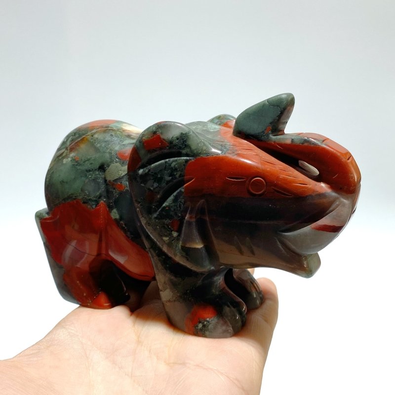 6 Pieces Africa Blood Stone Elephant Carving - Wholesale Crystals