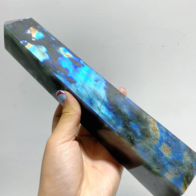 6 Pieces Beautiful Flash Labradorite Four - sided Tower Point - Wholesale Crystals