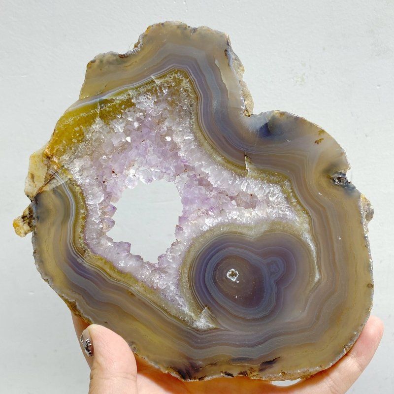 6 Pieces Beautiful Large Amethyst Mixed Geode Druzy Agate Slab -Wholesale Crystals