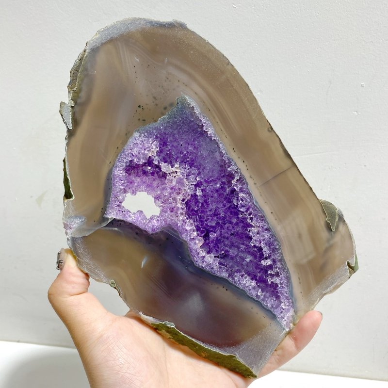 6 Pieces Beautiful Large Geode Amethyst Mixed Agate Slabs -Wholesale Crystals