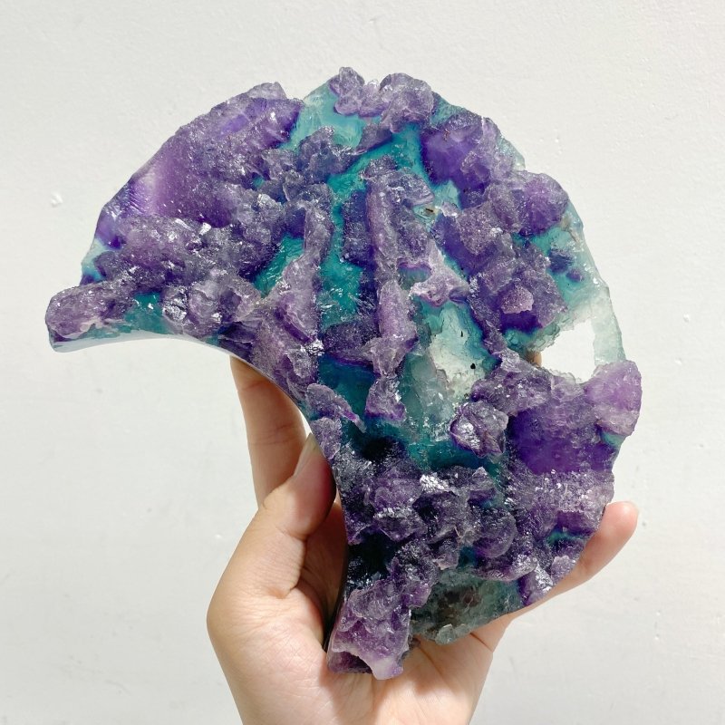 6 Pieces Fluorite Moon Carving With Stand -Wholesale Crystals