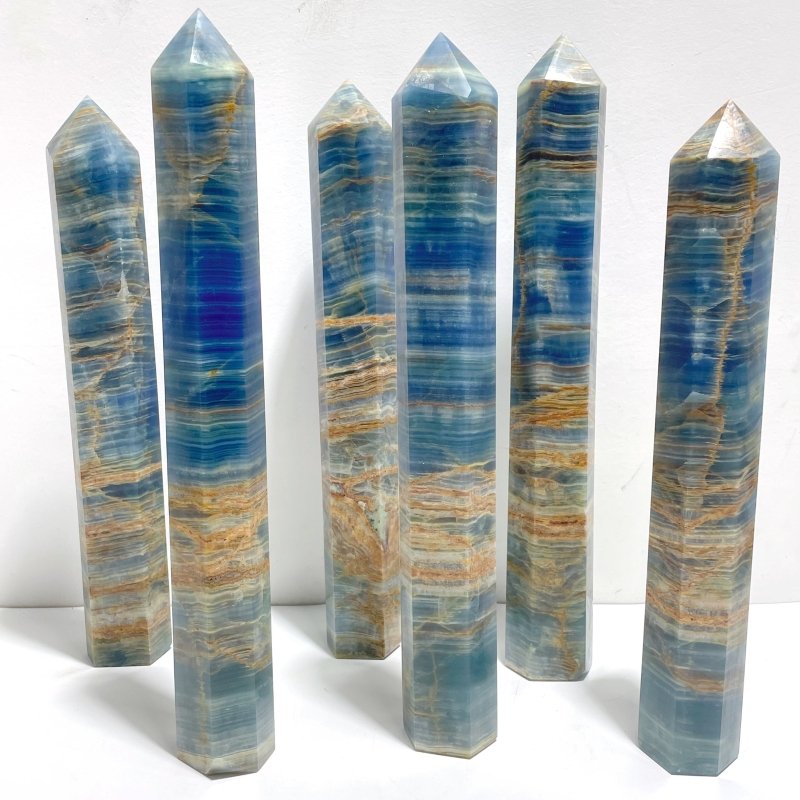 6 Pieces High Quality Blue Onyx Tower - Wholesale Crystals