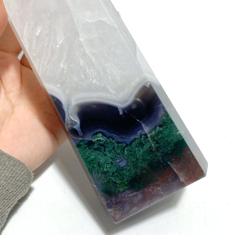 6 Pieces Large Green Moss Agate Points - Wholesale Crystals