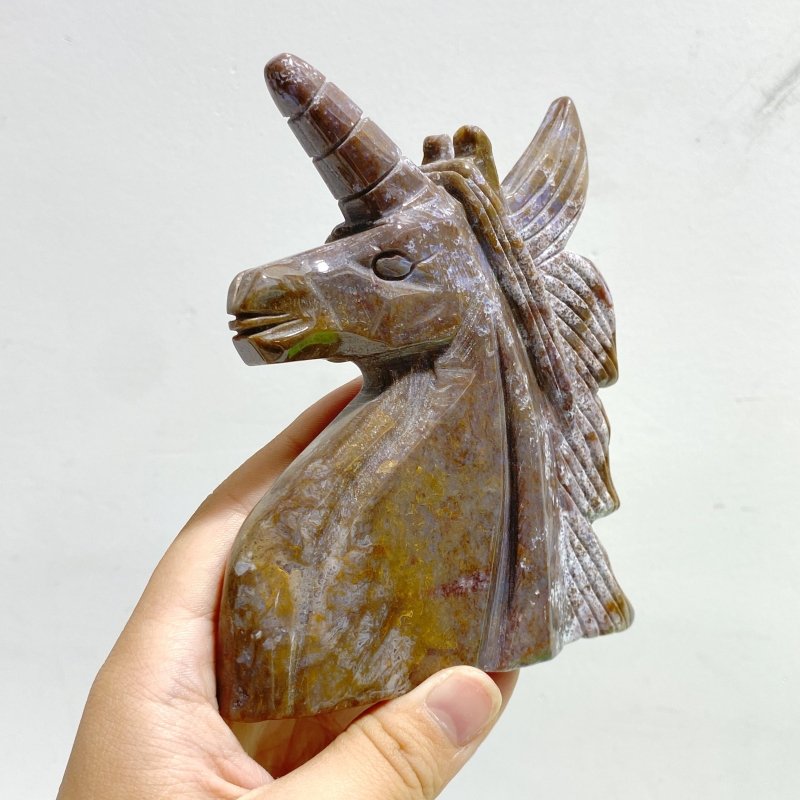 6 Pieces Ocean Jasper Unicorn Carving - Wholesale Crystals