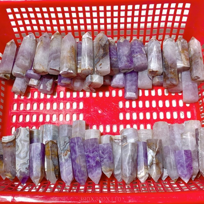 63 Pieces Amethyst Mixed Striped Agate Points - Wholesale Crystals