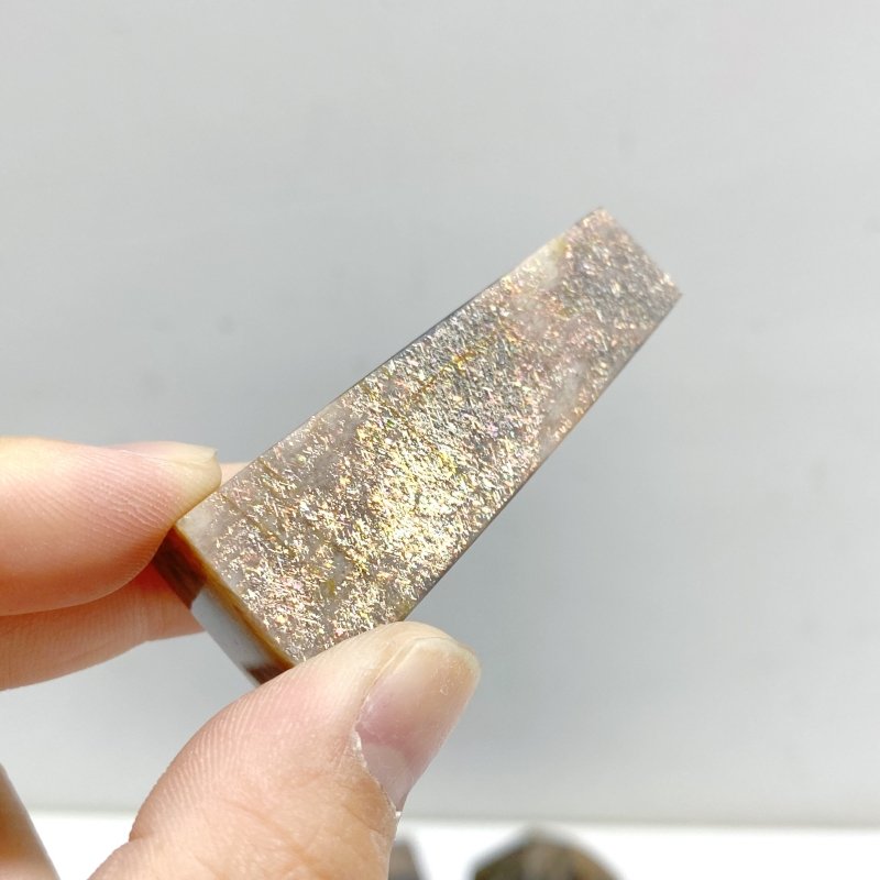 65 Pieces Black Rainbow Sun Stone With Hematite Free Form - Wholesale Crystals