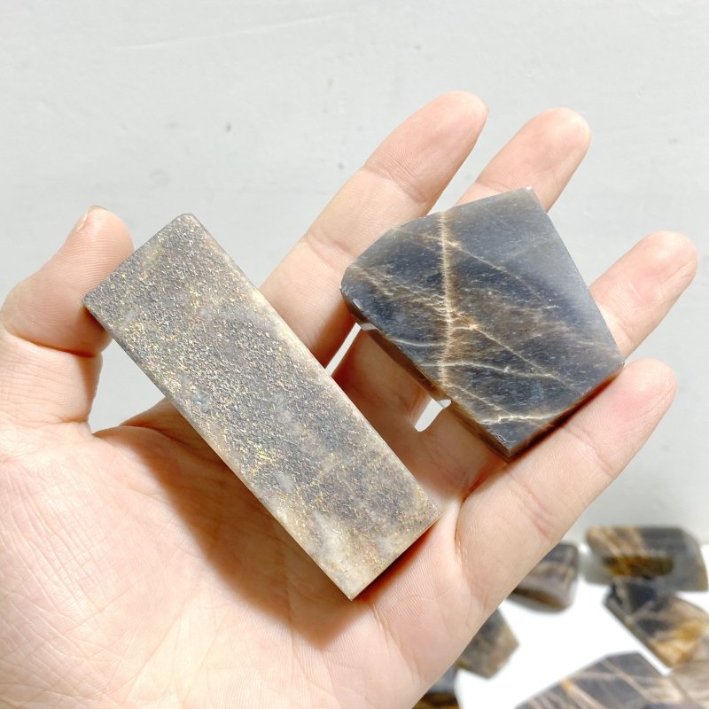 65 Pieces Black Rainbow Sun Stone With Hematite Free Form - Wholesale Crystals